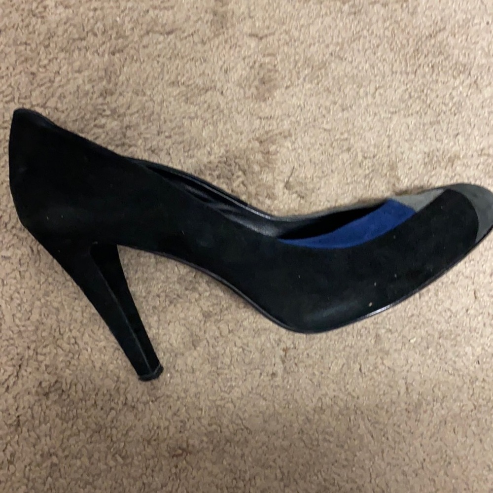 Nine West multicolor black blue gray suede heels